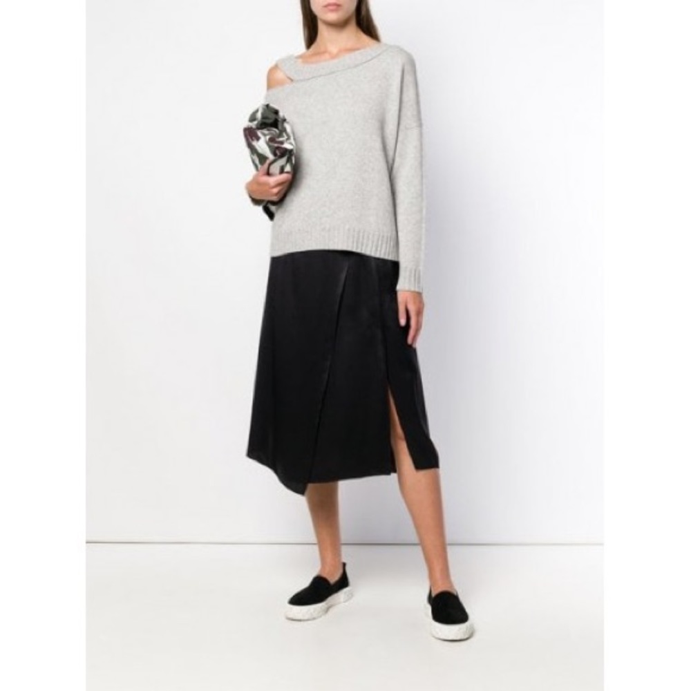 Vince asymmetric midi skirt black NWT